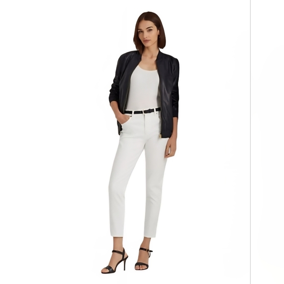 Lauren Ralph Lauren High Waist Skinny Crop Ankle White Denim Jeans size 10 - Picture 1 of 9